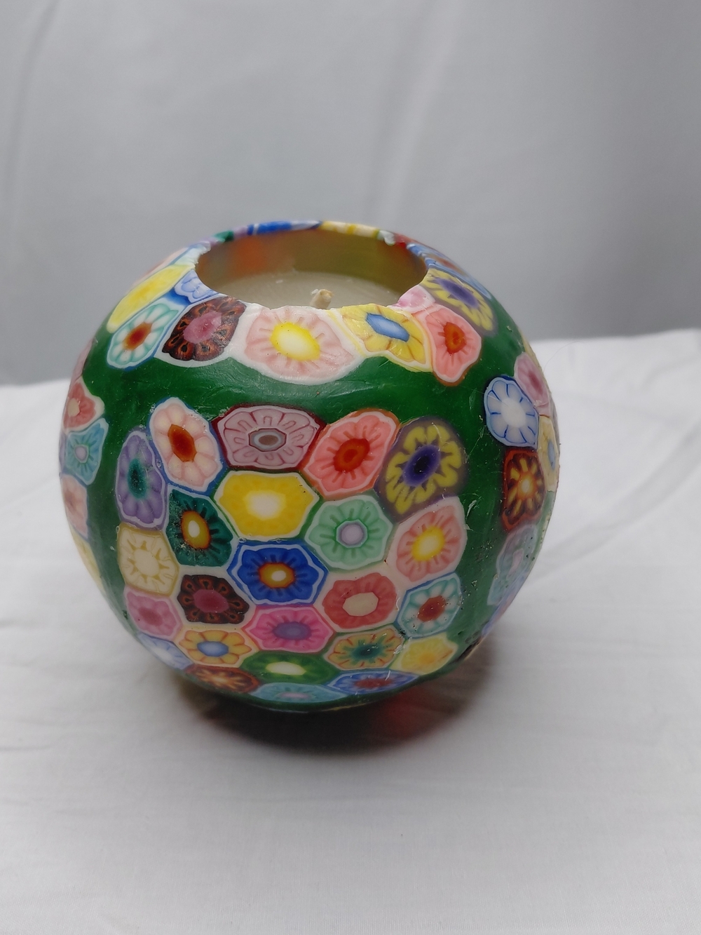 Handcrafted Multicolor Floral Millefiori Glow Candle
